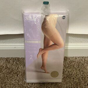 Silk Impressions XXXL 2 Pair 15 Denier Beige Sheer High Waist Pantyhose NEW NWT
